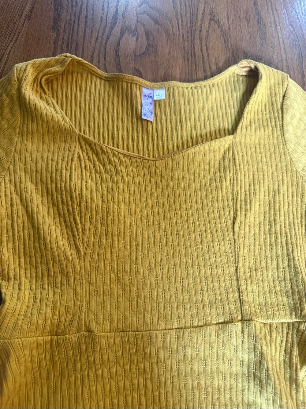 Alyx Mustard Yellow Ribbed Short-Sleeve Skater Dress - Picture 3 of 4
